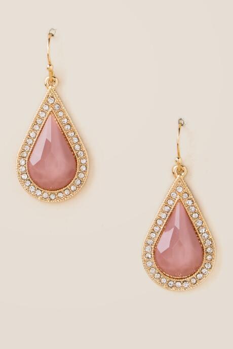 Francesca's Estebana Trim Teardrop Earring In Blush - Crisp Champagne