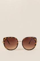 Francesca's Blair Rounded Lens Cat Eye Sunglasses - Tortoise