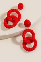 Francesca's Catalina Beaded Interlock Earrings - Red