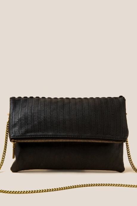 Francesca's Natasha Laser Cut Clutch - Black