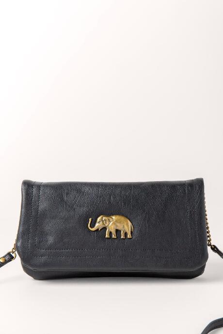 Francesca's Elephant Emblem Crossbody - Black