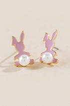 Francesca Inchess Pearl Bunny Cottontail Studs - Pink
