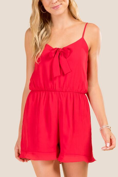 Francesca's Angelica Tie Front Romper - Red