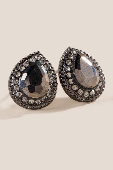 Francesca's Viera Black Crystal Studs - Hematite