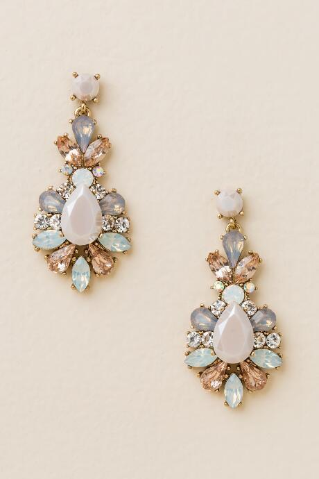Francesca's Seraphina Glass Chandelier Earring In Blush - Blush
