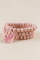 Francesca's Elia Wood Beaded Stretch Bracelet Set - Blush