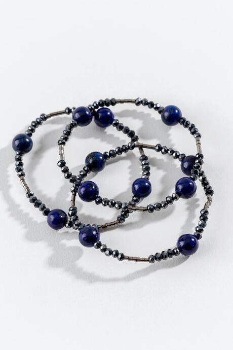 Francesca's Gigi Beaded Stretch Bracelet Set - Navy