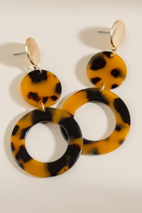 Francesca's Sara Tortoise Drop Earrings - Amber