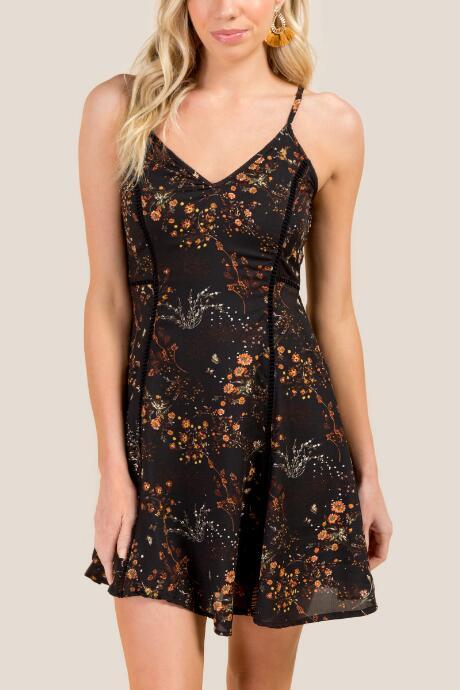 Francesca Inchess Genna Floral A-line Dress - Black