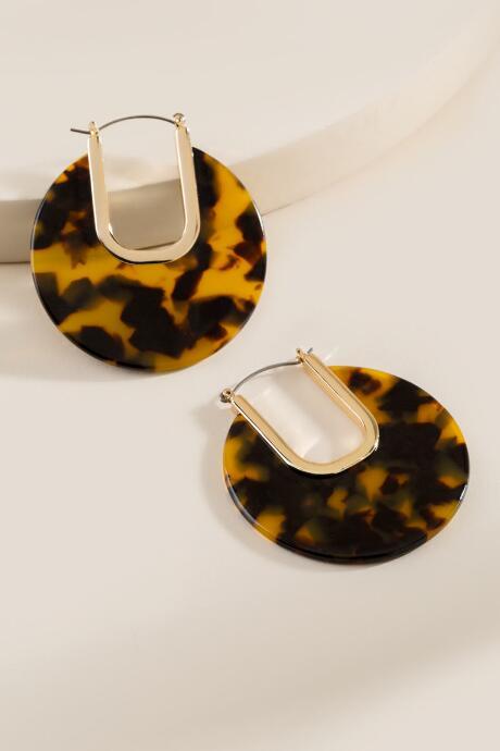 Francesca's Kelli Large Tortoise Hoops - Amber