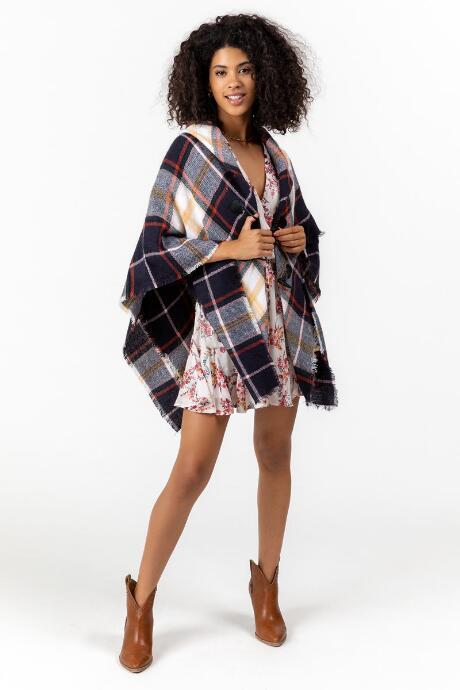 Francesca's Nancy Plaid Kimono - Navy