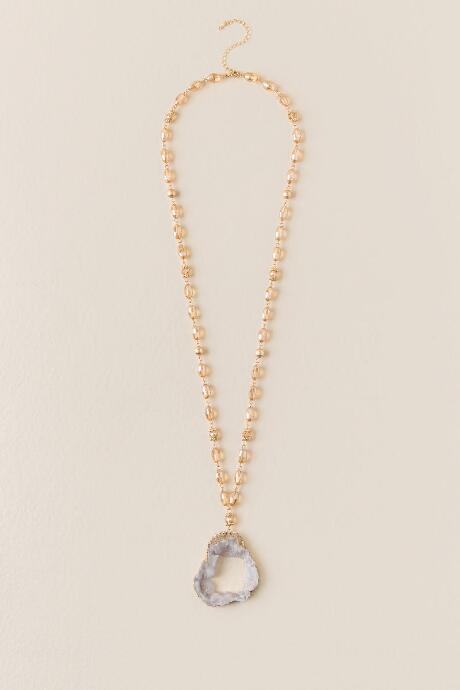 Francesca Inchess Presley Sliced Druzy Pendant - Crisp Champagne
