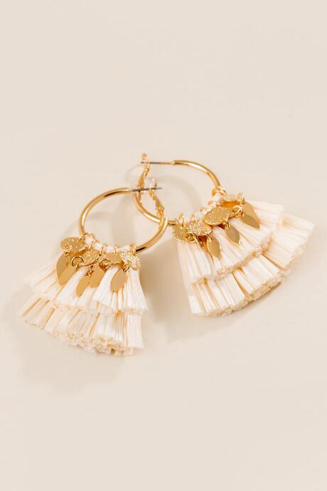 Francesca's Jill Raffia Statement Hoops - Ivory