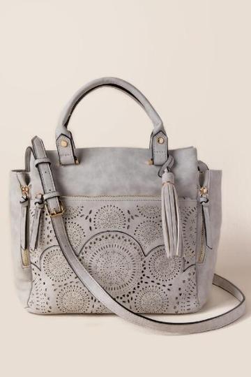 Francesca's Jodee Perforated Satchel - Gray