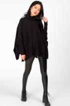 Francesca's Violet Side Lattice Poncho - Black