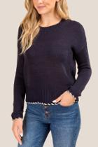 Francesca's Bella Whip Stitch Hem Sweater - Navy