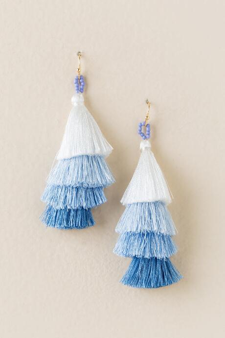 Francesca's Camille Layered Tassel Earring - Blue