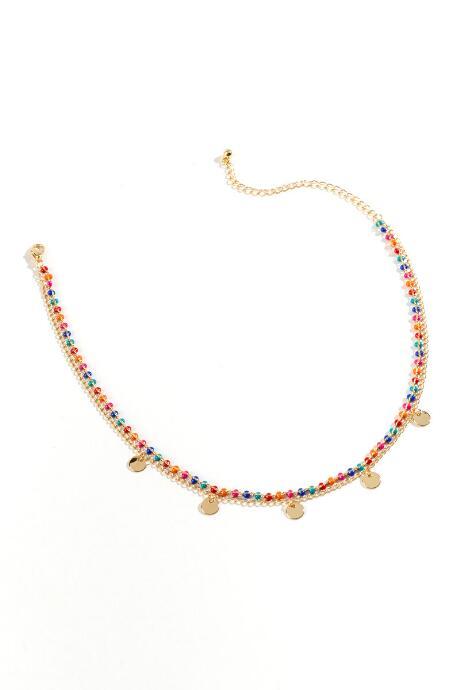 Francesca's Kaya Beaded Circle Drop Choker - Multi