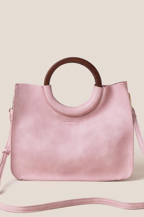 Francesca's Betty Wood Handle Mini Tote - Blush