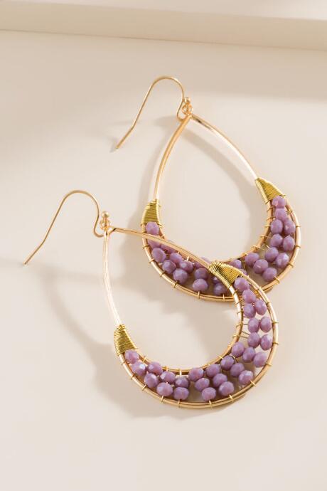Francesca's Tamsin Beaded Teardrop Earrings - Purple