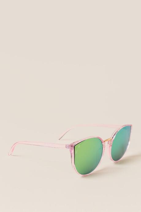 Francesca's Brookline Mirrored Lenses Cat Eye In Pink - Blush