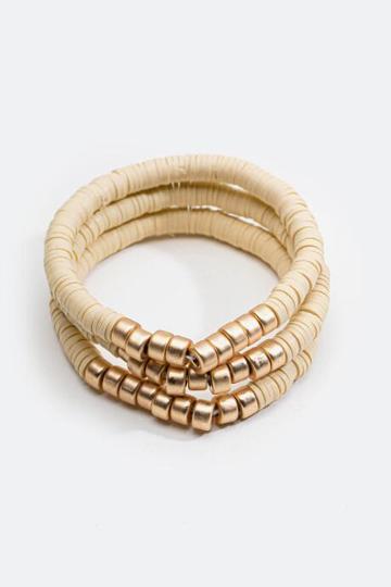 Francesca's Nomi Clay Stretch Bracelet Set In Natural - Natural