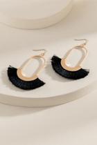 Francesca's Carolina Tasseled Oval Drop Earrings - Black