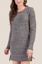 Francesca's Lola Side Tie Sweater Dress - Black