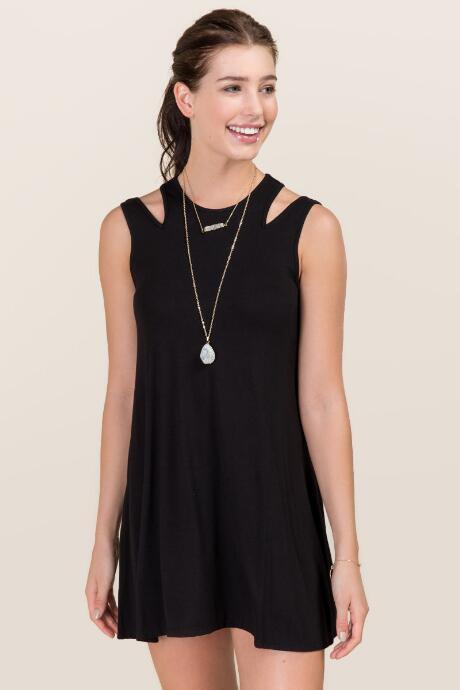 Francesca's Janessa Cutout Shift Dress - Black
