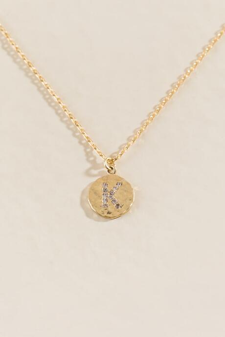 Francesca Inchess K Initial Crystal Coin Pendant - Gold