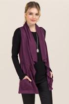 Francesca's Aiden Washed Twill Draped Vest - Purple