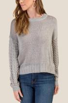 Francesca's Waverly Pointelle Sweater - Gray