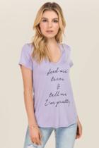 Alya Feed Me Tacos Halter Graphic Tee - Lavender