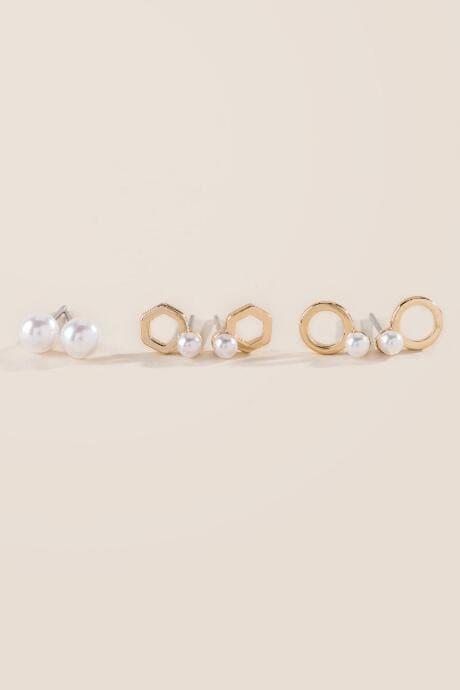 Francesca's Evadney Pearl Stud Earring Set - Pearl