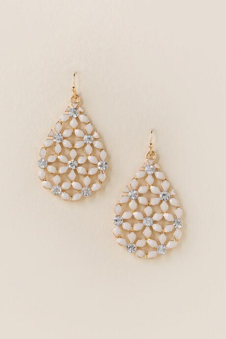 Francesca's Paris Daisy Teardrop Earring - Crisp Champagne