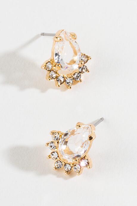 Francesca's Melanie Half Pav Studs - Crystal