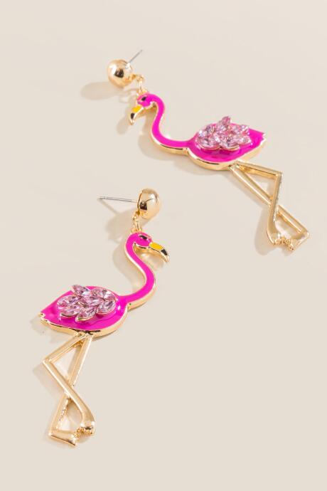 Francesca's Flamingo Enamel Drop Earrings - Pink