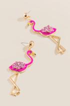 Francesca's Flamingo Enamel Drop Earrings - Pink