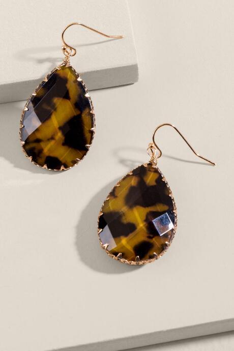 Francesca's Lorna Faceted Tortoise Teardrop Earrings - Amber