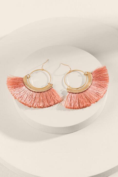 Francesca's Cecilia Tasseled Circle Drop Earrings - Tangerine
