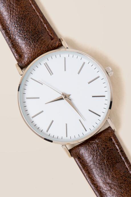 Francesca's Preston Minimalist Watch - Brown