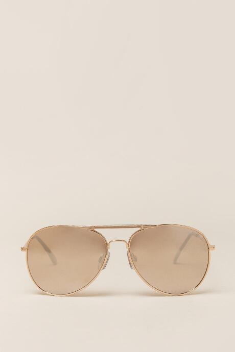 Francesca's Accomplice Aviator Sunglasses - Gold