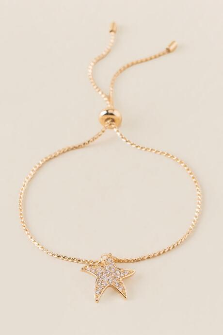 Francesca's Nerissa Starfish Pull Tie Bracelet - Gold