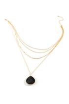 Francesca's Cleo Quartz Drop Multi-strand Necklace - Black