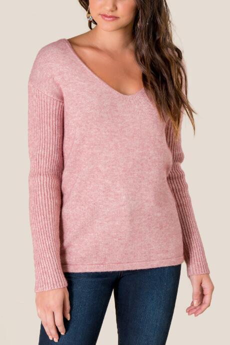 Francesca's Angela Bow Back Sweater - Rose