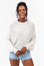 Francesca's Rumi Ribbed Crew Neck Sweater - White