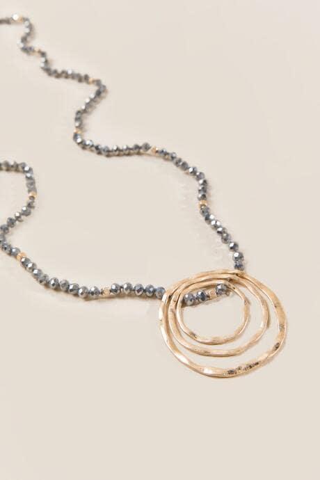 Francesca's Cali Glass Beaded Pendant - Gray