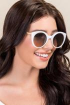 Francesca's Bethany Rounded Cat Eye Sunglasses - White