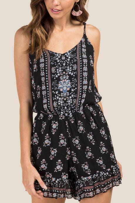 Francesca Inchess Nadia Tie Back Romper - Black