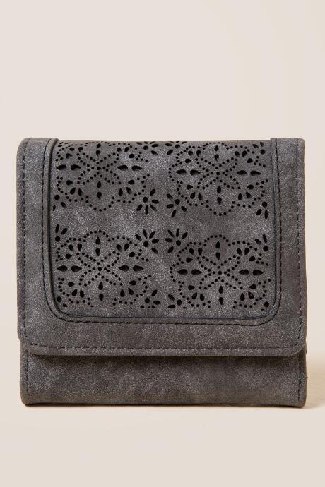 Francesca's Jordana Perforated Trifold Wallet - Gray